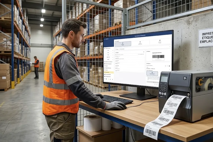 Impression d'étiquettes codes-barres et QR sur imprimante thermique